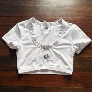 Darc Sport White Scoop Neck Crop Top with Embroidered Logo